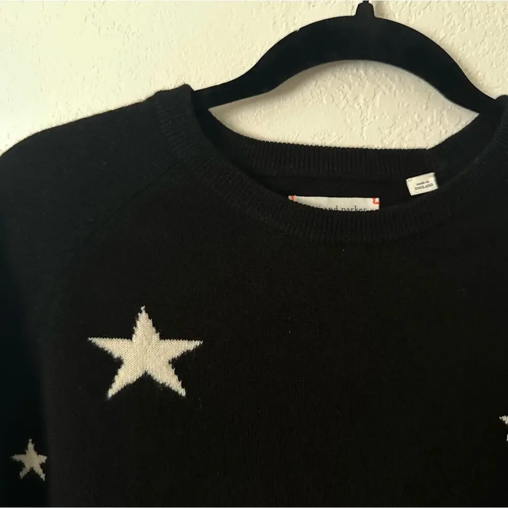 chinti and parker Cashmere Star Sweater Black size XS White Stars Slouchy